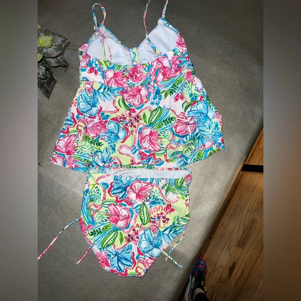 Stella Parker collected floral pastel tankini 2 piece swimsuit size M - Picture 4 of 4